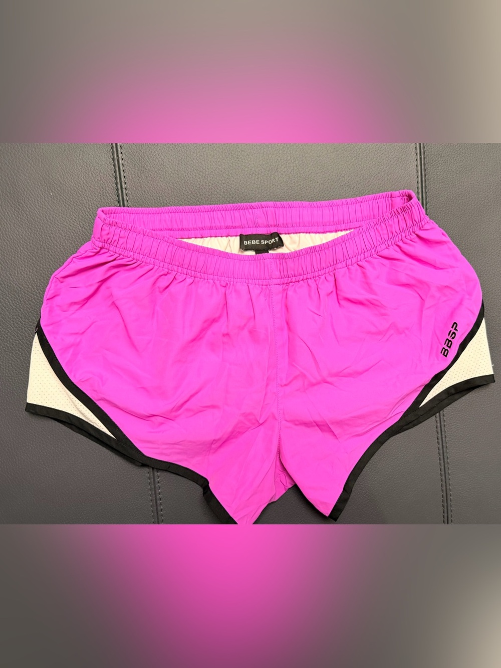 bebe Sport Y2K purple Running Shorts with White & Black Trim